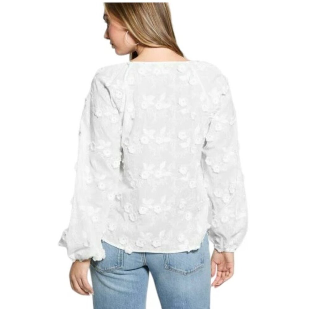 JOIE Top, White Viscose Cotton Floral Boho Bohemian Elegant Feminine Office, XS